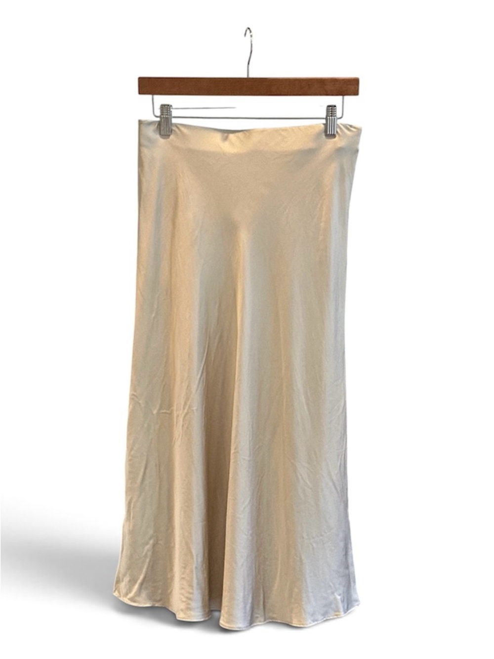 Quince 100% Washable Silk Midi Skirt Women's M Champagne Beige Slip Skirt